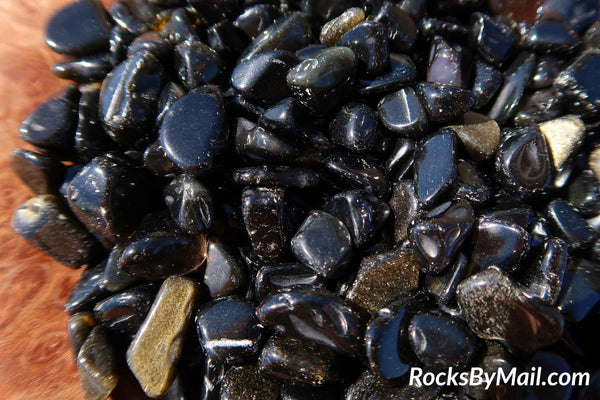 Mini Tumbled Polished Gold Sheen Obsidian, 1/4 LB