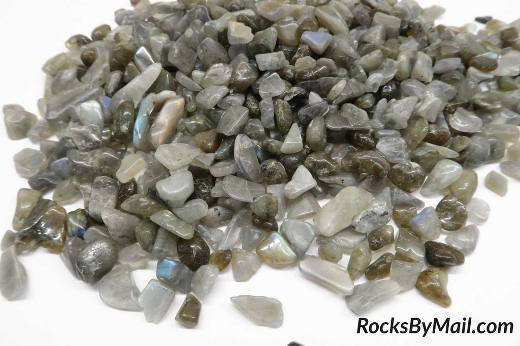 Mini Tumbled Polished Labradorite Chips, 1/4 LB