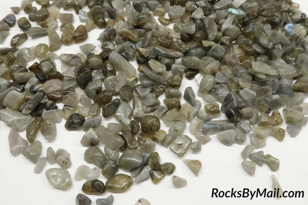 Mini Tumbled Polished Labradorite Chips, 1/4 LB