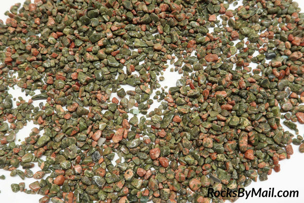Mini Tumbled Polished Unakite Chips, 1/4 LB