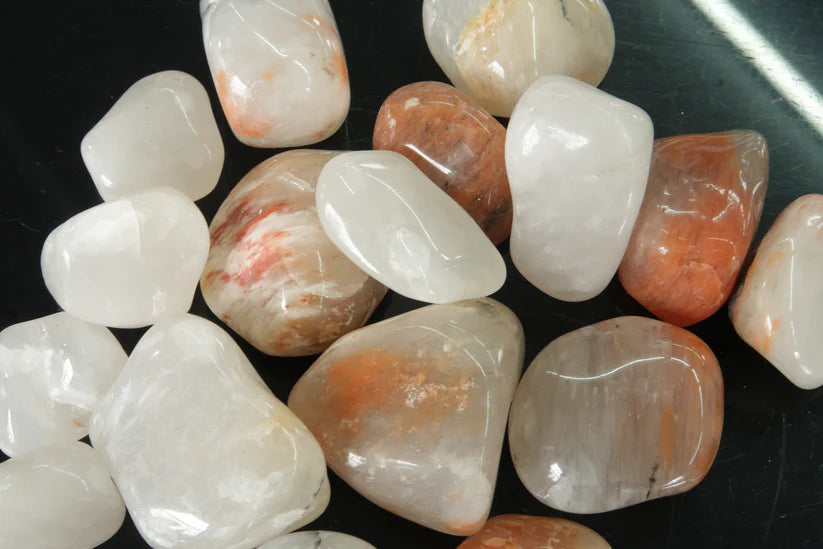 Tumbled Moonstone, Red and White - 1/2 LB