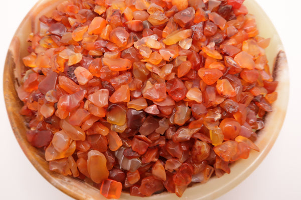 Tumbled Polished Carnelian Chips 5-8mm