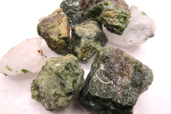 Green Diopside with Quartz