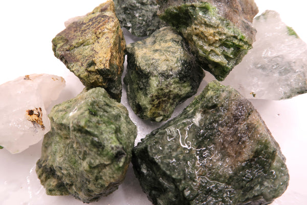 Green Diopside with Quartz