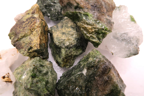 Green Diopside with Quartz