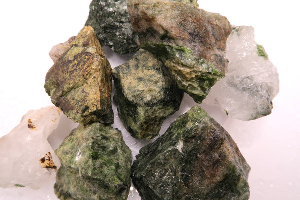 Green Diopside with Quartz