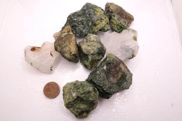 Green Diopside with Quartz