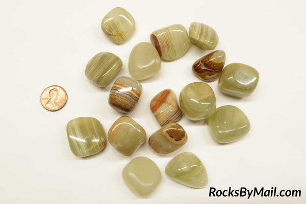 Green Onyx Polished Tumbles, 1/2 LB