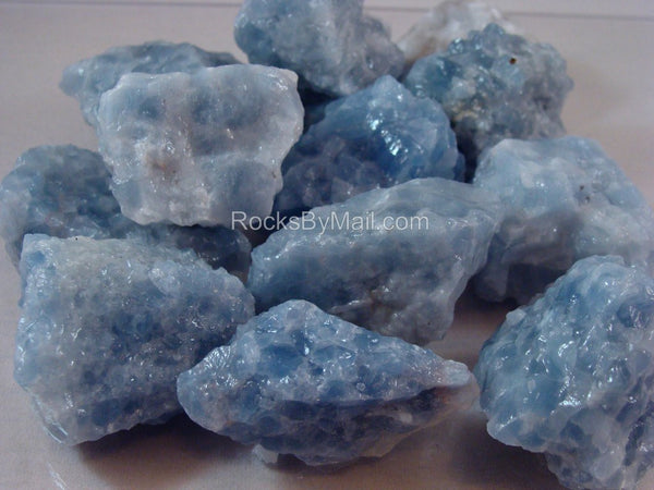 Blue Calcite in White Box