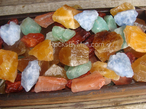 Colorful Calcite in White Box